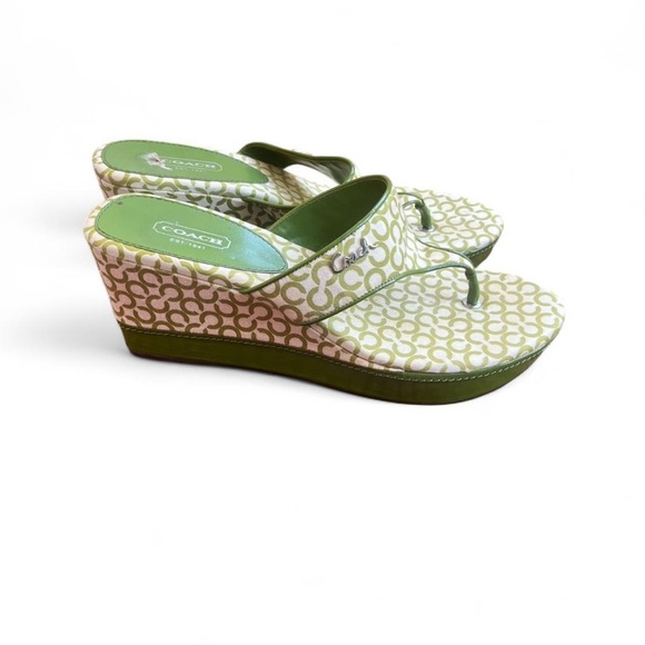 Coach Lime Green Patterned Sandals - Picture 4 of 6